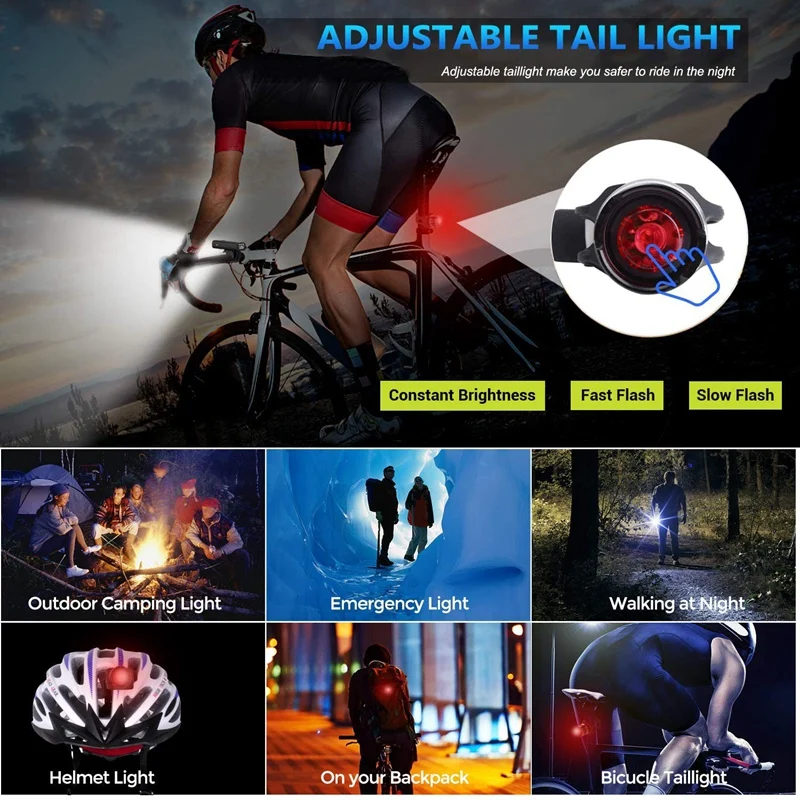 

Bicycle Light USB Bicycle Computer Speedometer Rechargeable LED Bicycle Flashlight Lamp Set