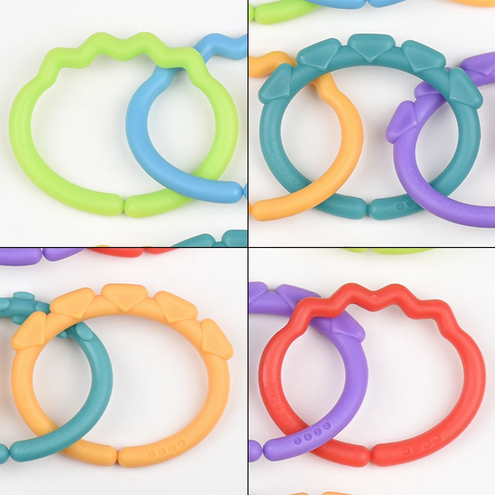 12Pcs/set Plastic Grip Baby Teether Rattles Rubber Rainbow Ring Molars Rattle Safety Toys for Children Crib Bed Stroller Hanging | Дом и сад