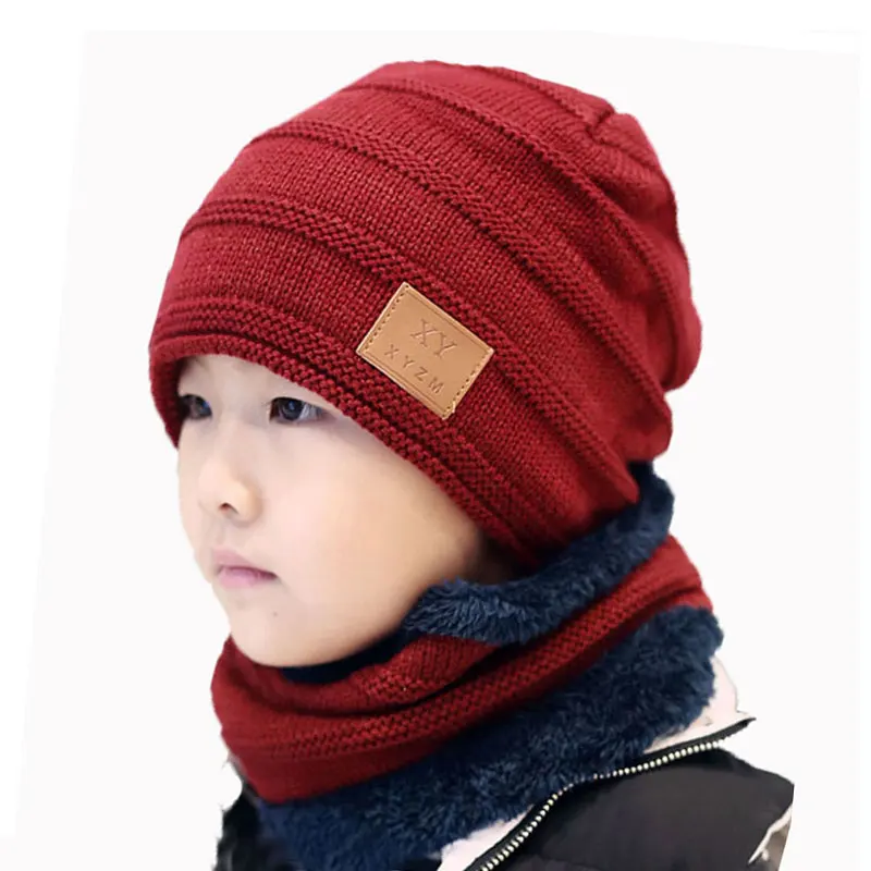 Детская зимняя шапка шарф набор для детей женские шарфы и вязаные шапочки с