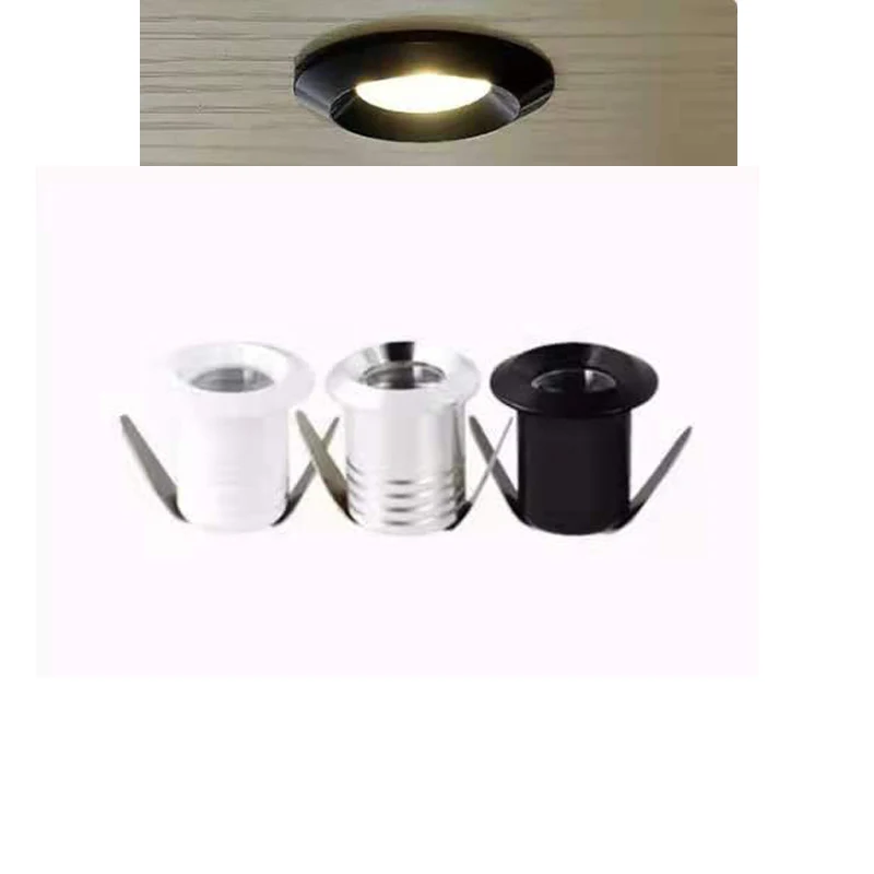 

Silvery/Black/White Mini LED Downlights 1W 3W 20mm 85V-265V Jewelry Display Ceiling Recessed Cabinet Spot Lamp DC12v 24V
