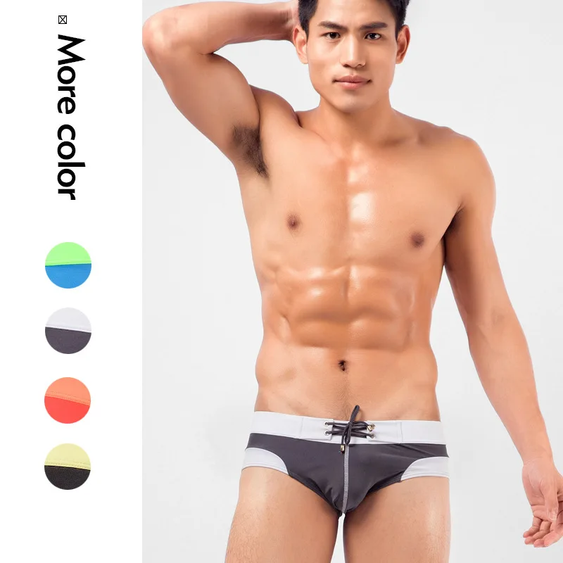 

Summer Men Swimsuit Nylon Swimming Boxer Trunks Sexy Low Waist Swimwear Fashion Gay Male Pouch Beach Slim Surf Board Shorts