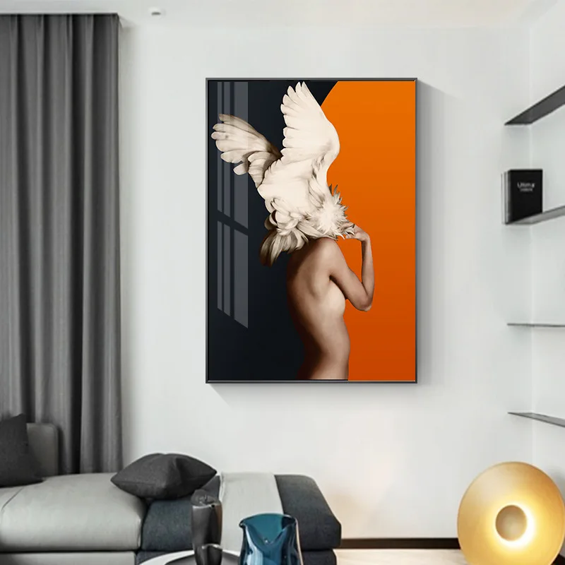 

Vintage Posters Paintings Interior CanvasFeather Beauty Living Room Cadre Photo Mural Bedroom Decor Decorative Prints