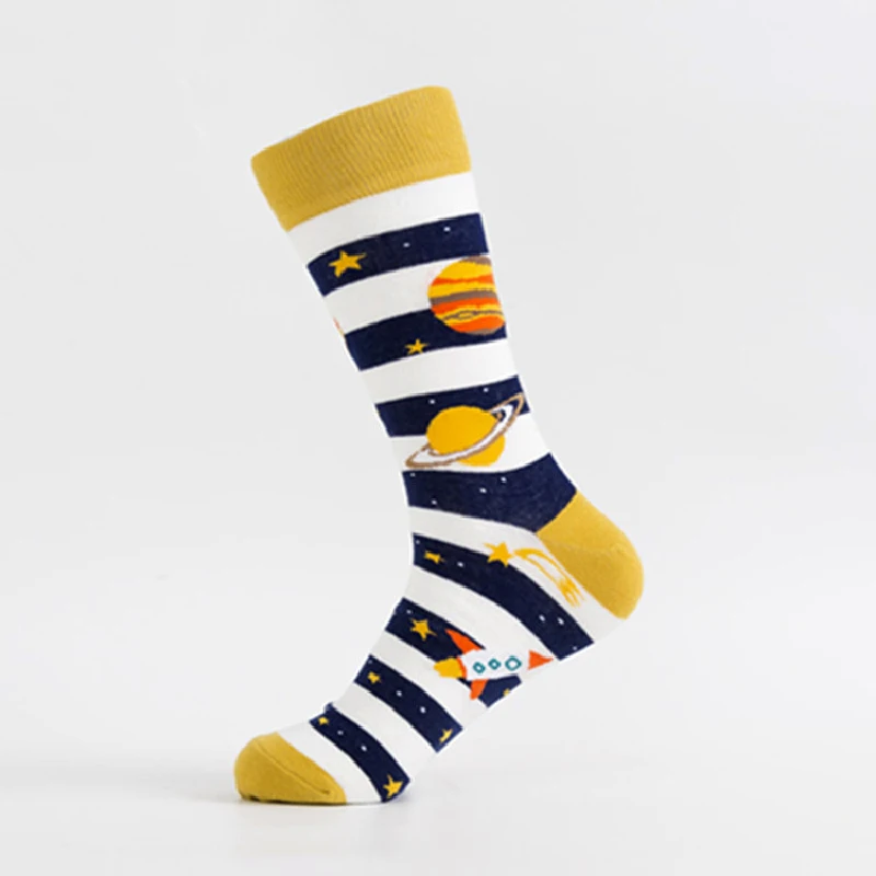 Space Alien Planet Universe Cartoon Cotton Skate Cool Casual Socks Women Men Streetwear Funny Socks Kawaii Short Happy Socks