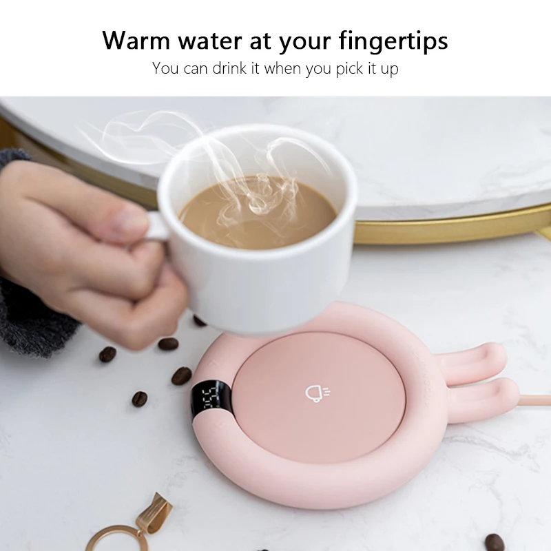 Almohadilla calefactora el&eacute;ctrica para tazas de caf&eacute; y t&eacute;, calentador creativo para el hogar y la Oficina, 3 temperaturas, pantalla LED ajustable, Idea de regalo, novedad-4