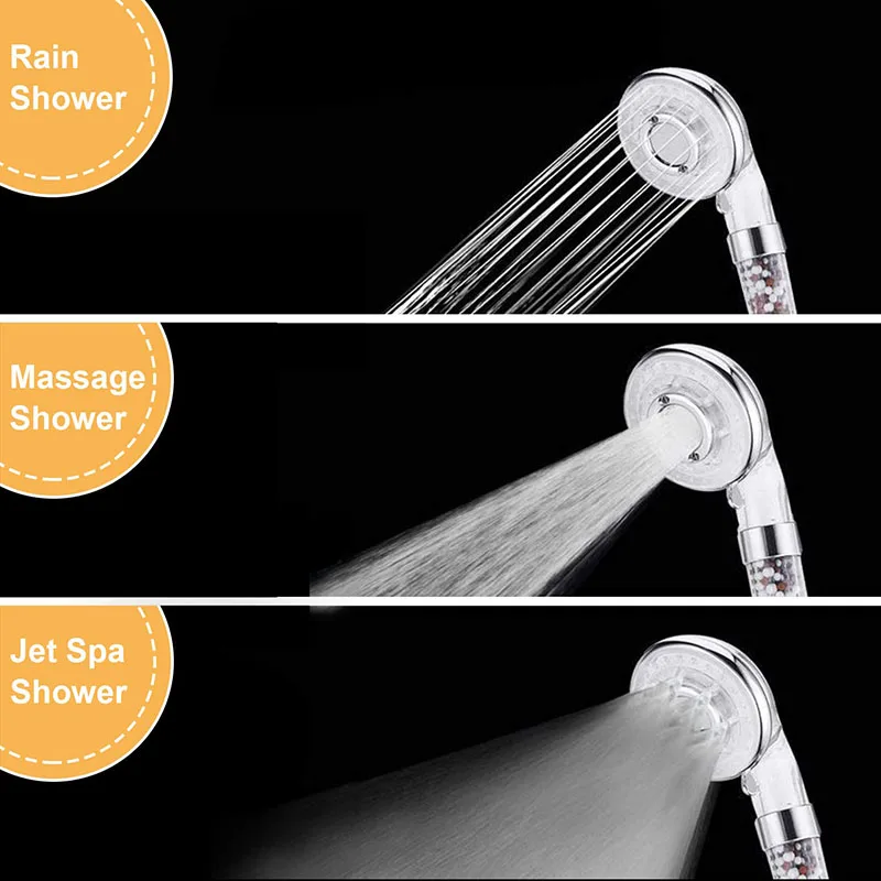 

3 Color Changing LED Anion Spa Shower Head Temperature Control Bathroom High Pressure Water Saving Hand Shower head 66CY