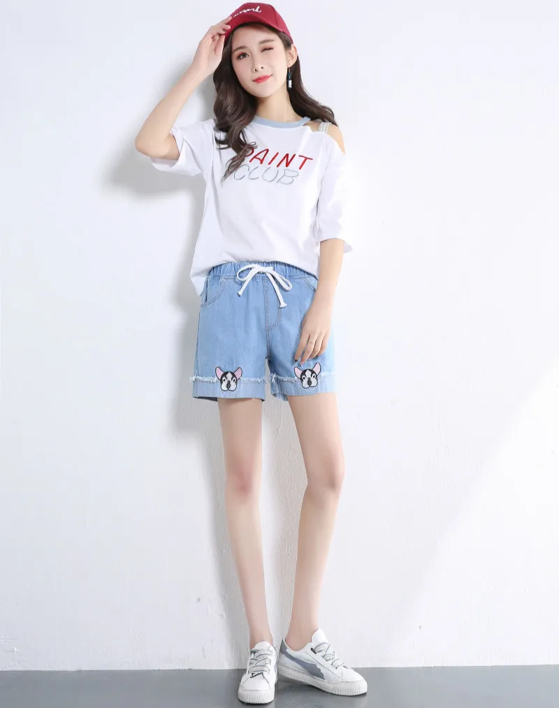Шорты женские джинсовые с эластичным поясом S M L XL | Женская одежда