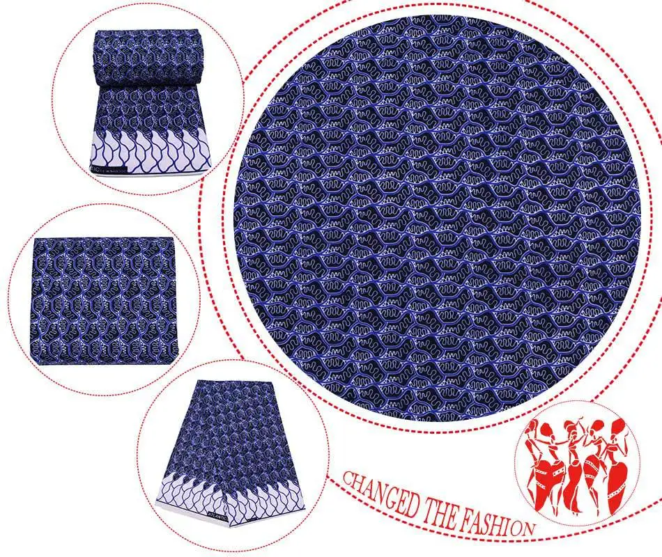 

Dark Blue Fashion African Ankara Wax Fabric 100% Pure Polyester African Ankara Wax Fabric Soft African Wax Polyester Wax Fabric