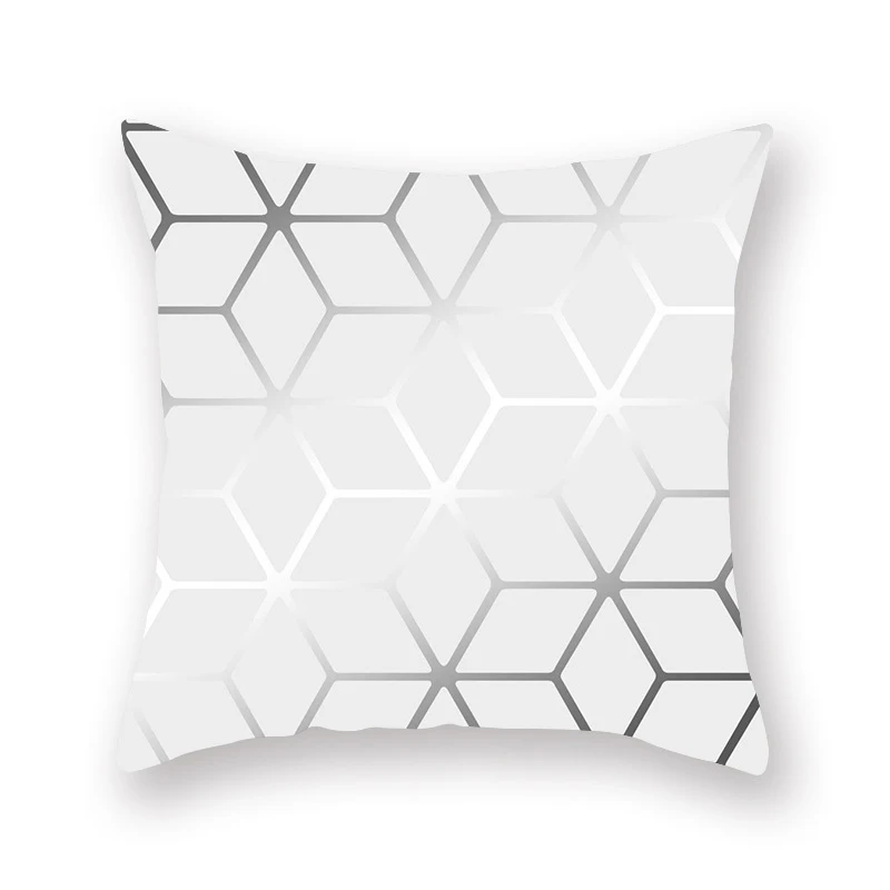 Geometric Peach Leather Pillowcase Silver Grey Color Cushion Covers For Car Office Sofa Bed Home Decoration Supplies | Дом и сад