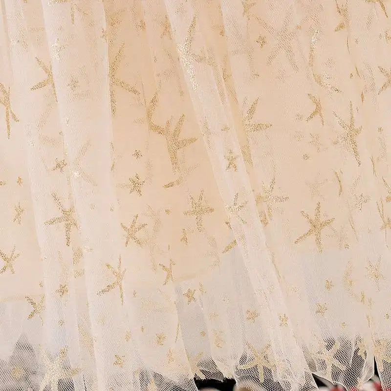 

Humor Bear Baby Dress New Spring Autumn Infant Long Sleeve Star Printed Mesh Patchwork Princess Dress Toddler 0-24M