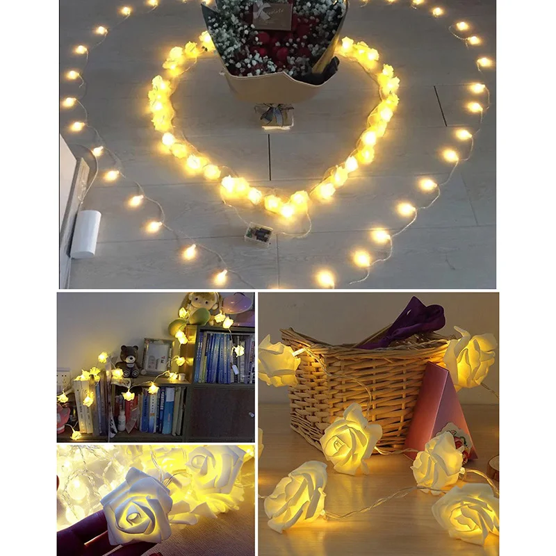 

3/6m Christmas Simulation Rose Shape LED Light String Xmas Home Decoration Lamp DTT88