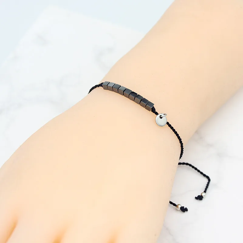 Цветной браслет с маленькими кубиками из гематита для женщин и мужчин цепочка на