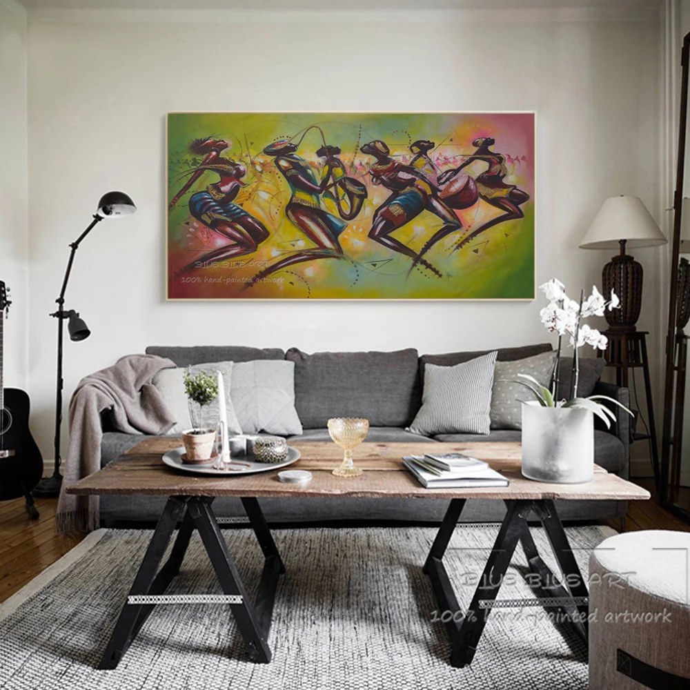 Ручная роспись африканские искусства африканское племя женщина танцы и игра