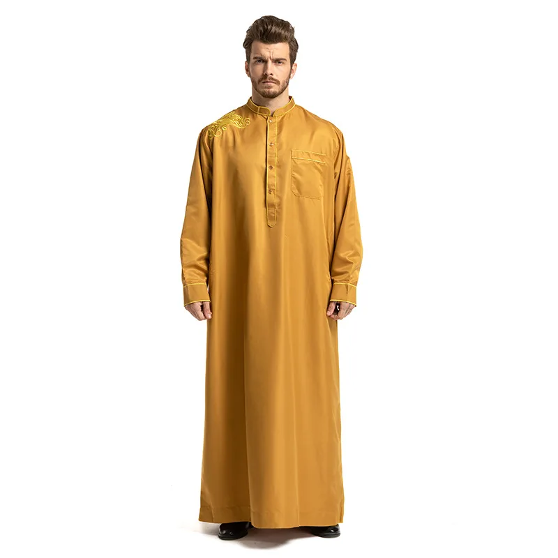 Muslim Islamic Clothing Men Arabia Islamic abaya Men's Kaftan Jubba islam Apparel Embroidered Long Sleeve Loose Stand Collar