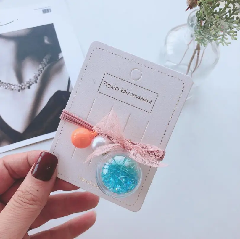 1pc- blue 1/4 шт. корейский резинки для волос кольцо резинка для волос с принтом зыбучих песков в виде шара пузыря эластичные ленты для волос Детские волосы и бантом для девочек, детские аксессуары для волос - Цвет: 1pc- blue
