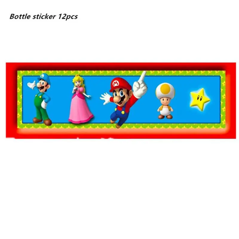 Bottle sticke 12pcs 1 шт мальчики сувениры День рождения тема "Супер Марио" декоративная пластиковая скатерть-карта вечеринка для малышей вечерние товары для праздников - Цвет: Bottle sticke 12pcs