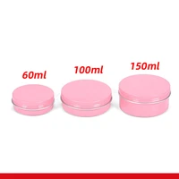 50pcs 60ml 100ml 150ml pink aluminum jars thread aluminum cans tins packaging hair wax cream cosmetic aluminum boxs wholesale