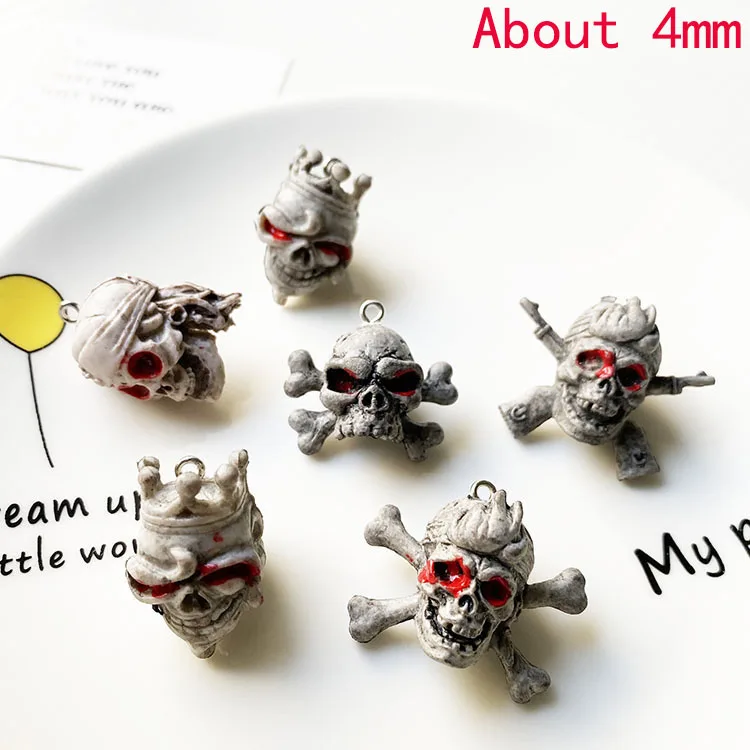 

20Pcs Halloween PVC Bone Crown Pistol Skull Charms Pendants For Jewelry Findings Earring Necklace Making DIY Phone Decor
