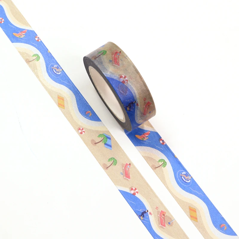 1PC 15mm*10m Seaside Resort Holiday Decorative Washi Tape Scrapbooking Masking Tape Office Supply designer mask washi tape  - buy with discount