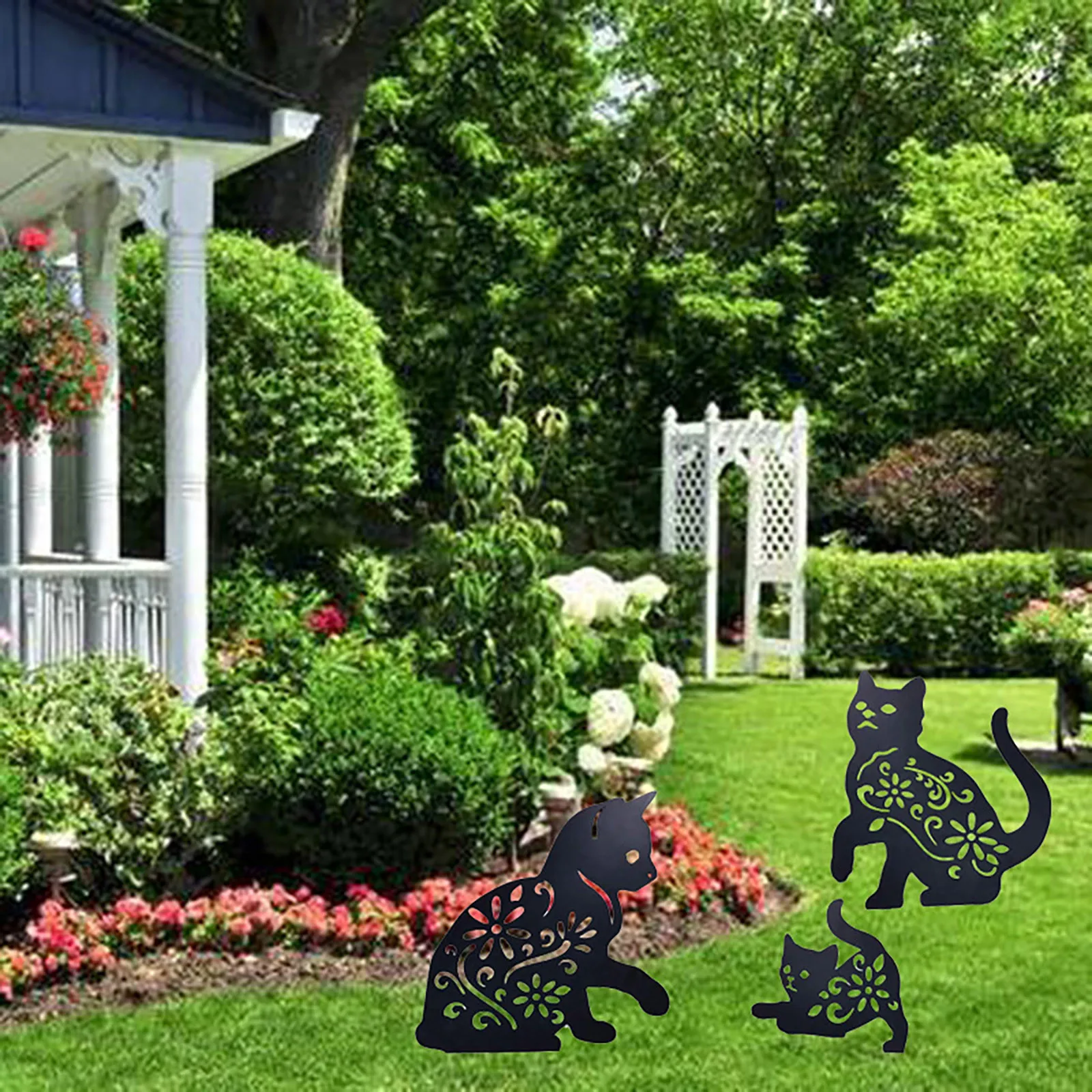 

40# Inserts Acrylic Animal Hollow Inserts Garden Decoration Outdoor Art Cat Gardening Vintage Stakes Dcoration De Jardin