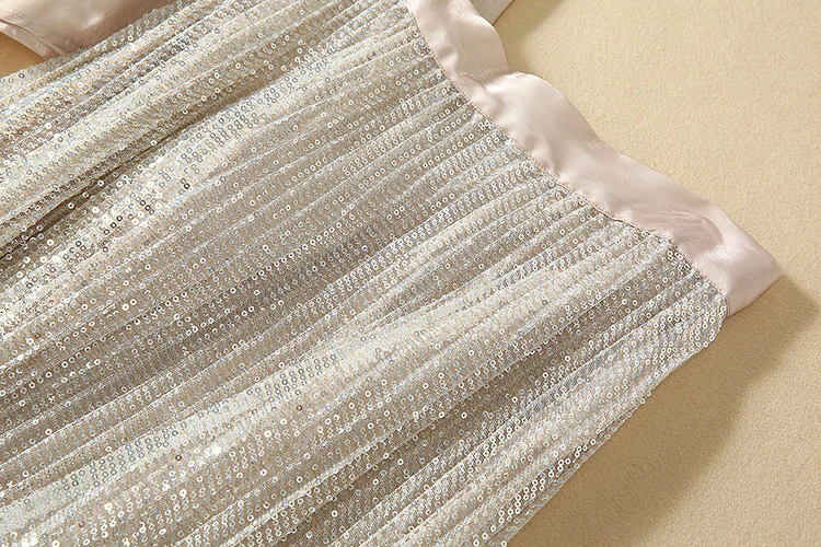 

2020 New Autumn Fashion Street Lapel Sashes Retro Printed Shirt Medium Long Sequins Pleated Skirt Two-piece Set Women Skirt Sets