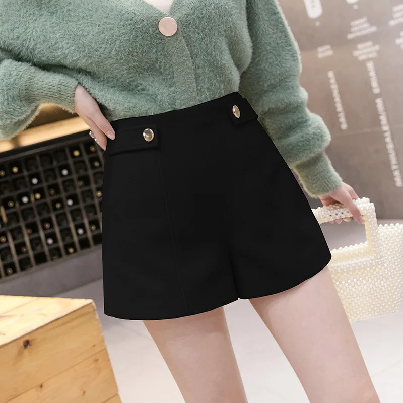 

Woollen Loose Shorts For Women 2020 New Autumn Winter High Waist Korean Shorts For Students Black Booty Shorts Mujer