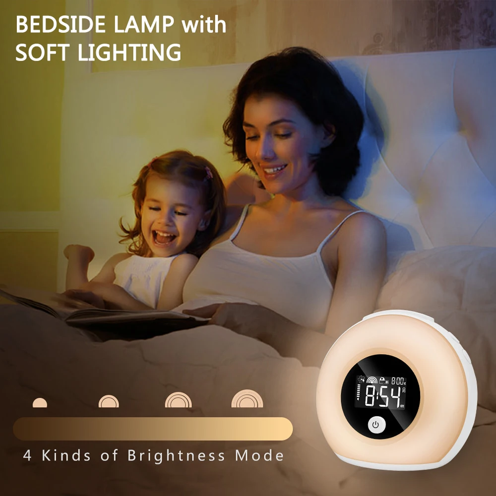 Будильник музыкальный светильник для пробуждения с Bluetooth колонками регулируемой