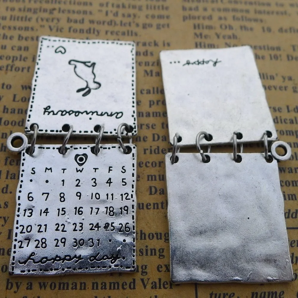 Подвески с календарем 20 шт. подвески серебряного цвета в античном стиле для