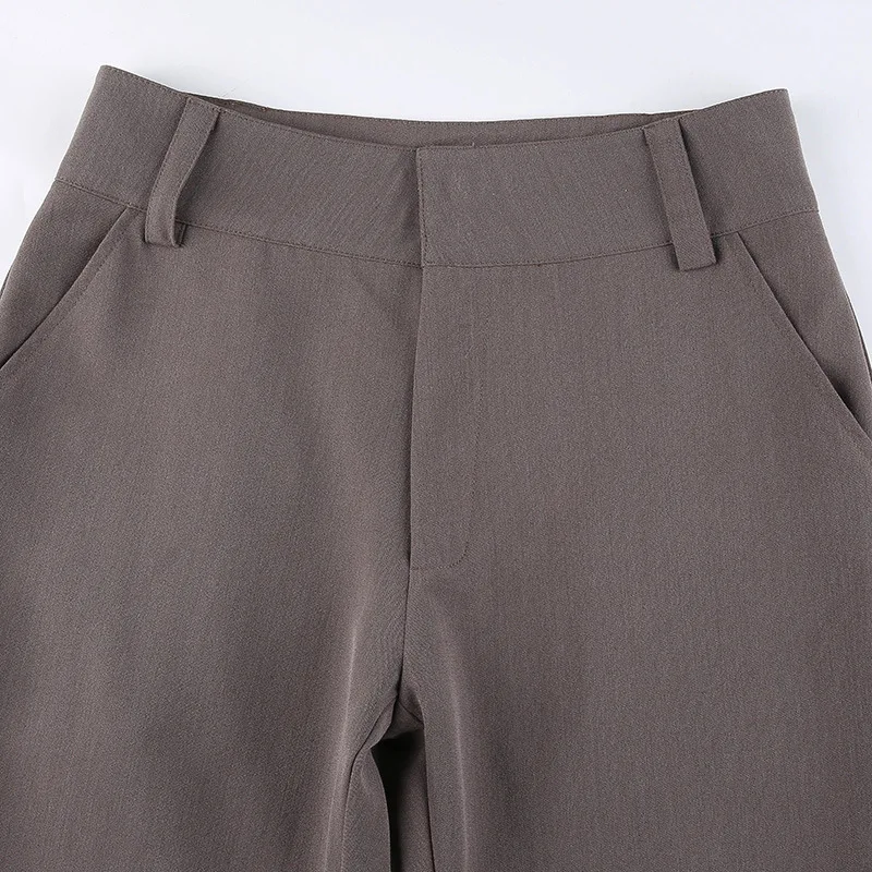 

Y2K Aesthetics Brown Pants Streetwear Vintage Slim Fit Low Waist Flare Pants 90s E-girl Women Fashion Outfits Long Trousers