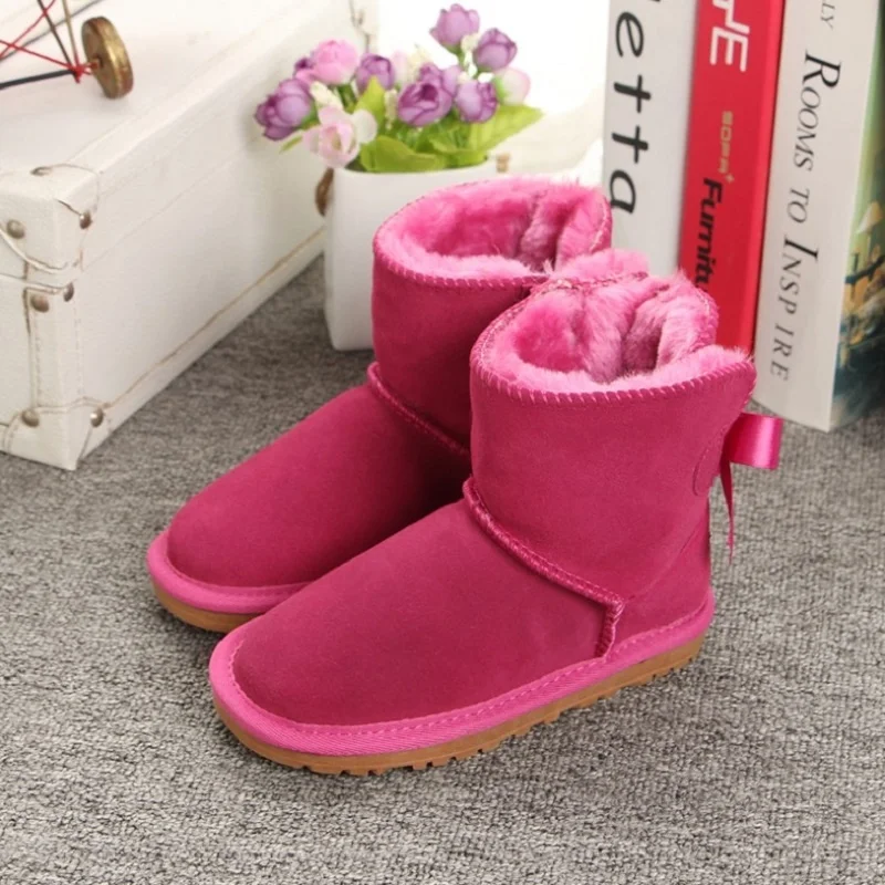 

Botines de invierno para niñas y niños, zapatos de bebé de cuero genuino, bota para esquí cálido, bota para niño pequeño para