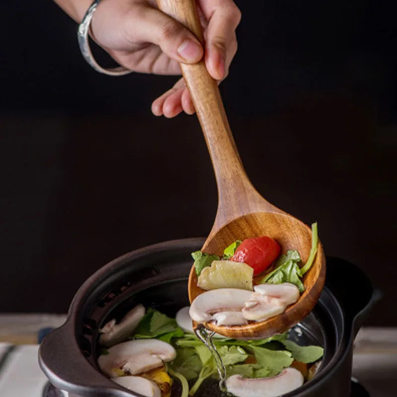 Деревянная посуда ложка ковш Тернер длинный дуршлаг для риса шумовка супа