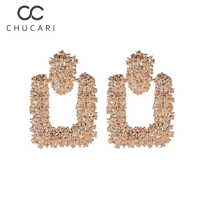 CHUCARI Big Vintage Earrings for Women Gold Color Geometric Statement Earring 2019 Metal Hanging Fashion Jewelry Trendy | Украшения и