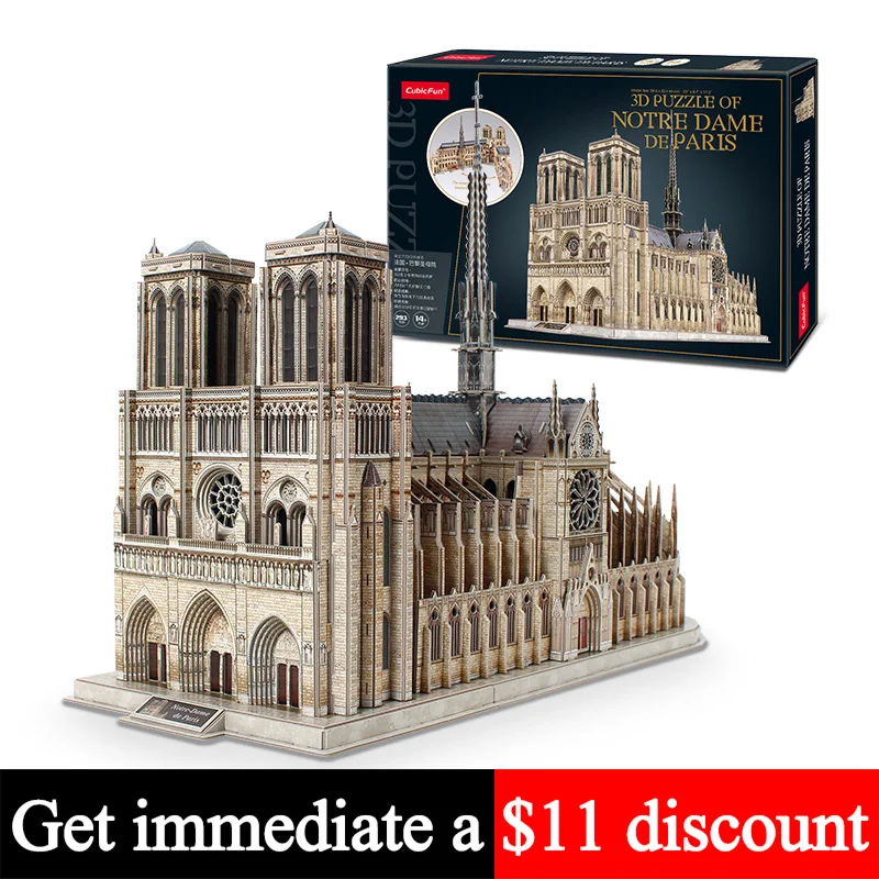 

No-glue Pre-cut Notre Dame De Paris Handmade House 3D Paper Model Puzzle Building DIY Teens Adult Craft Luxury Toys Gift MC260