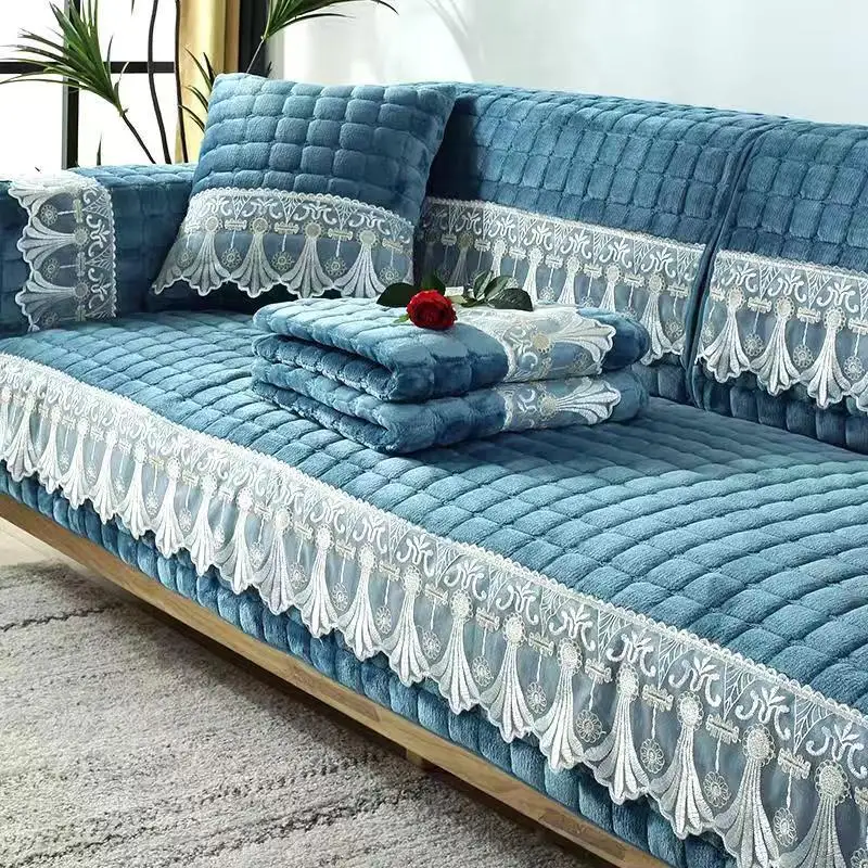 Плюшевый чехол для дивана защитный нескользящий бархатный гостиной полотенце l