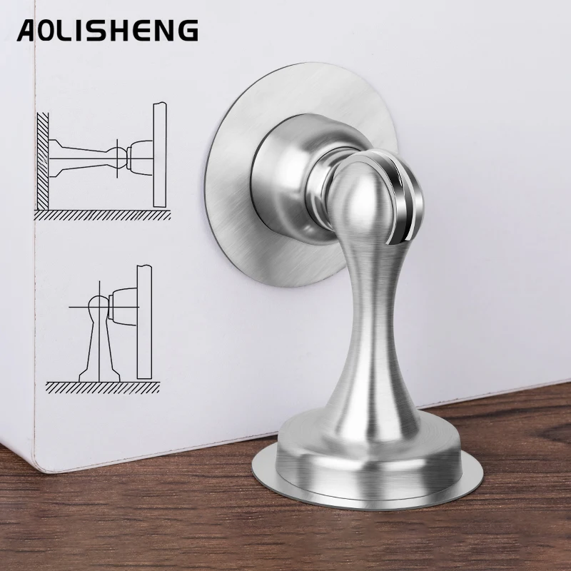 

AOLISHENG New Stainless Steel Non Perforated Toilet Anti Collision Invisible Strong Magnetic Suction Door Touches The Door Stop