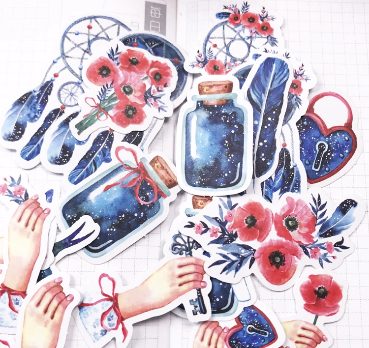 18 шт./упак. винтажная наклейка с перьями Galaxy Wheel и кисточками DIY Craft Scrarpbooking альбом