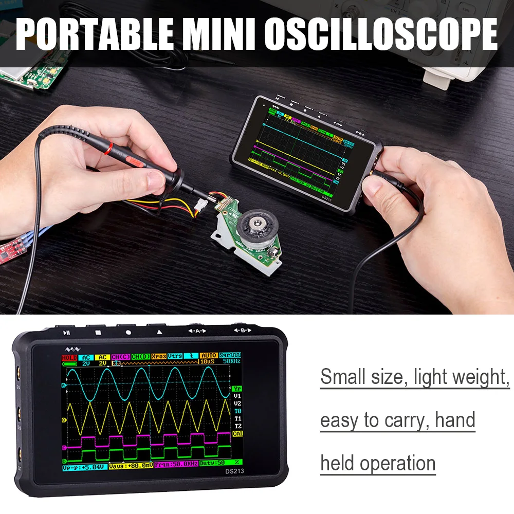 DS213 Портативный цифровой осциллограф 4 канальный 100 мс/с MINI Nano ЖК дисплей Экран