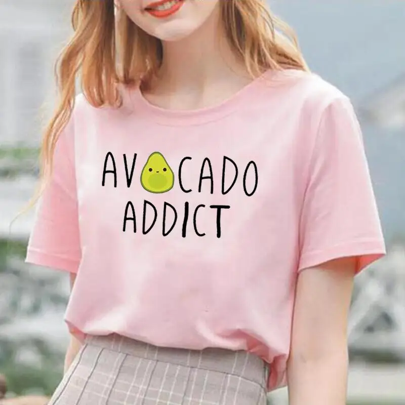 

Funny Avocado Addict Fruit Lover Healthy Tee Shirt Femme Casual Harajuku Shirt Summer Short Sleeve Fashion T Shirt Women Tops