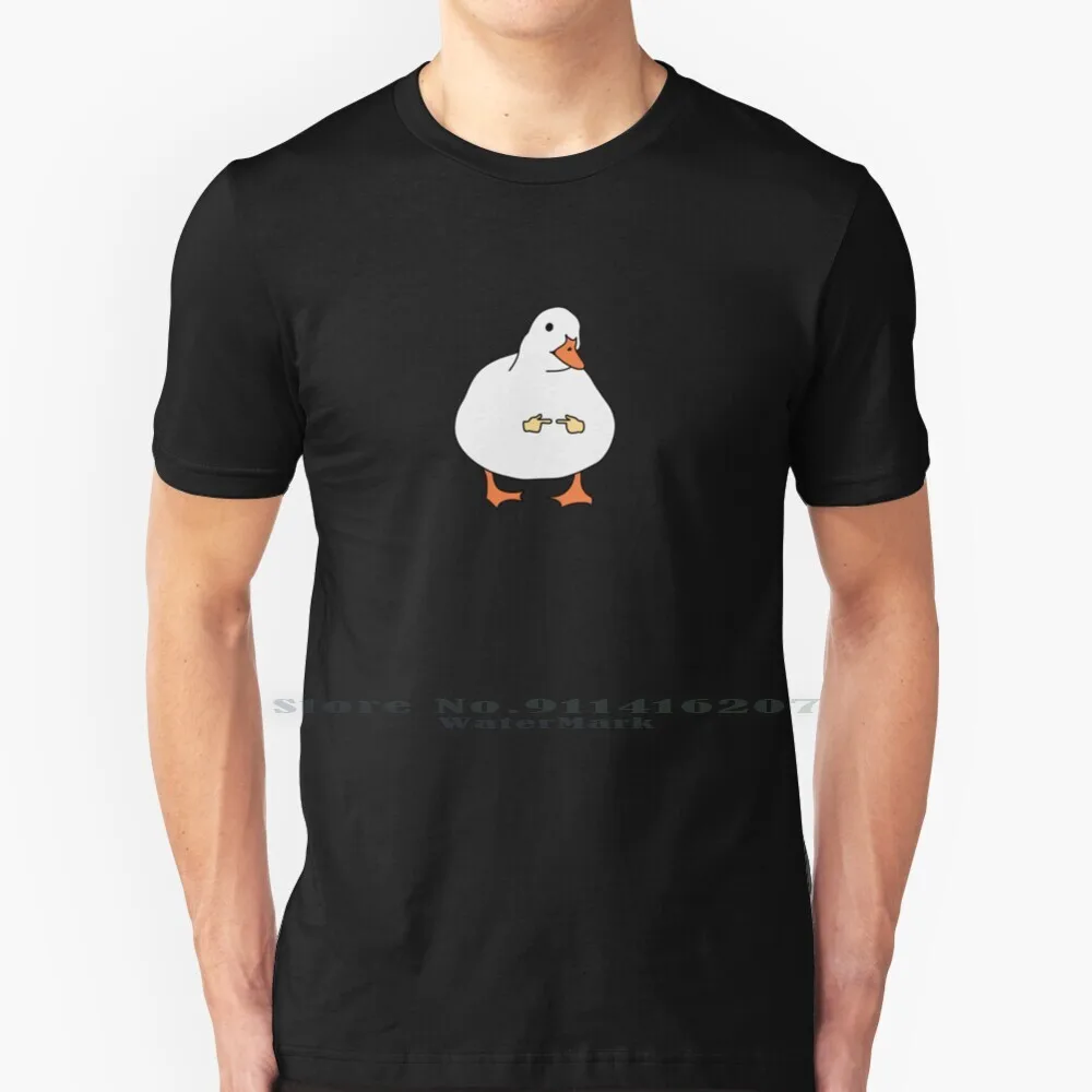 Shy Goose T Shirt 100% Pure Cotton Goose Geese Shy Cute Hands Pointing Fingers Duck White Orange Meme Game Funny Sweet Small