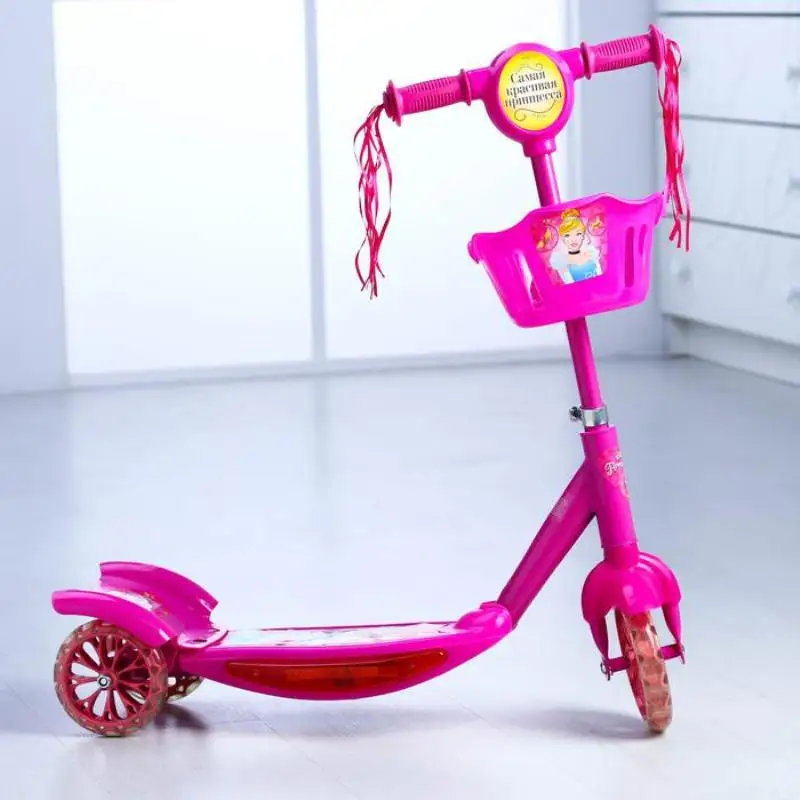 Самокат &quotПринцессы&quot музыка свет три колеса PVC d=130/110 мм 1694162 | Спорт и