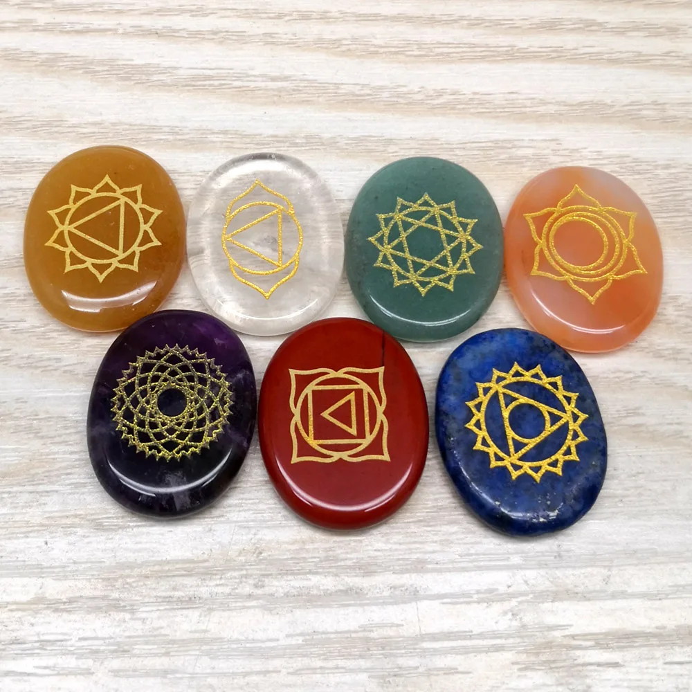 Колье из натурального камня резной овальный аметист Ляпис рейки 7 чакр