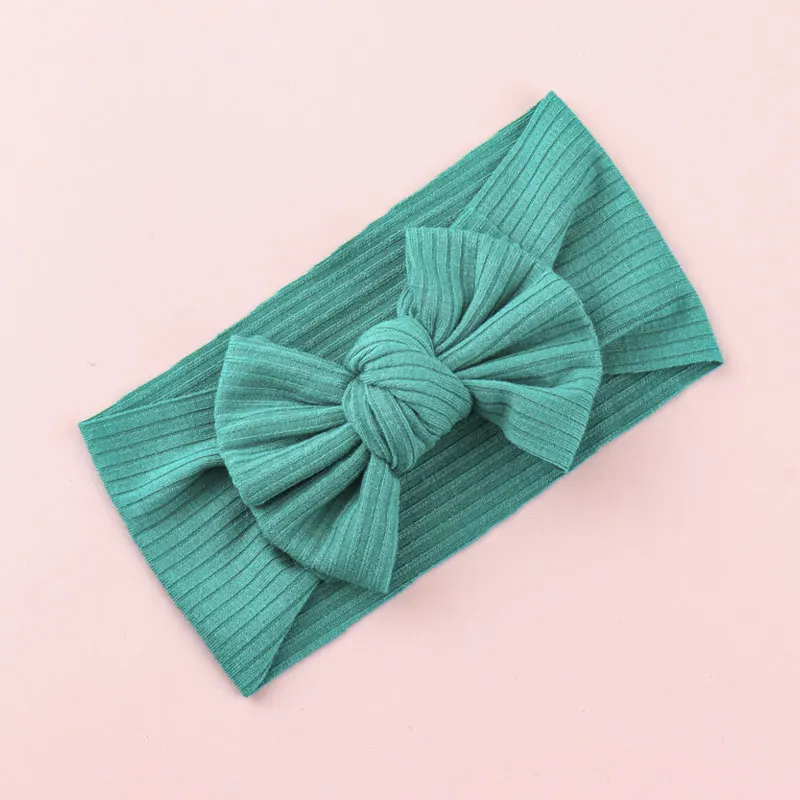 

Solid Color Children Hair Accessories Knot Bow Headband Baby Girls Head Wrap Knitted Striped Fabric Elastic Hair Bands Turban