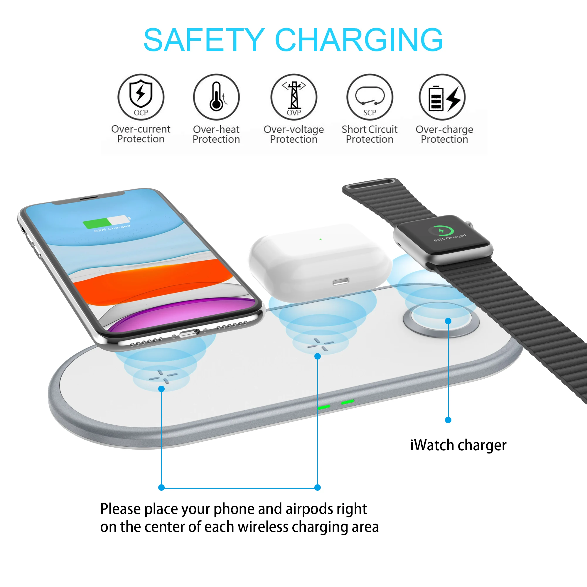 

2021 New 10W Wireless Fast Charger Stand For iPhone 12 11 XR X 8 Apple Watch Airpods Pro 3 in1 Charging Station for Samsung S20