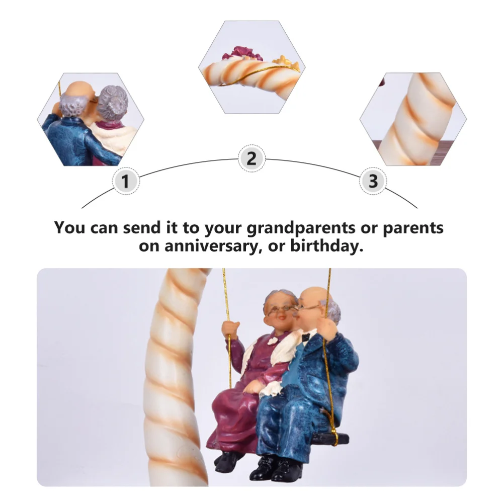 

1pc Anniversary Wedding Gift Resin Loving Elderly Couple Figurines Home Decor