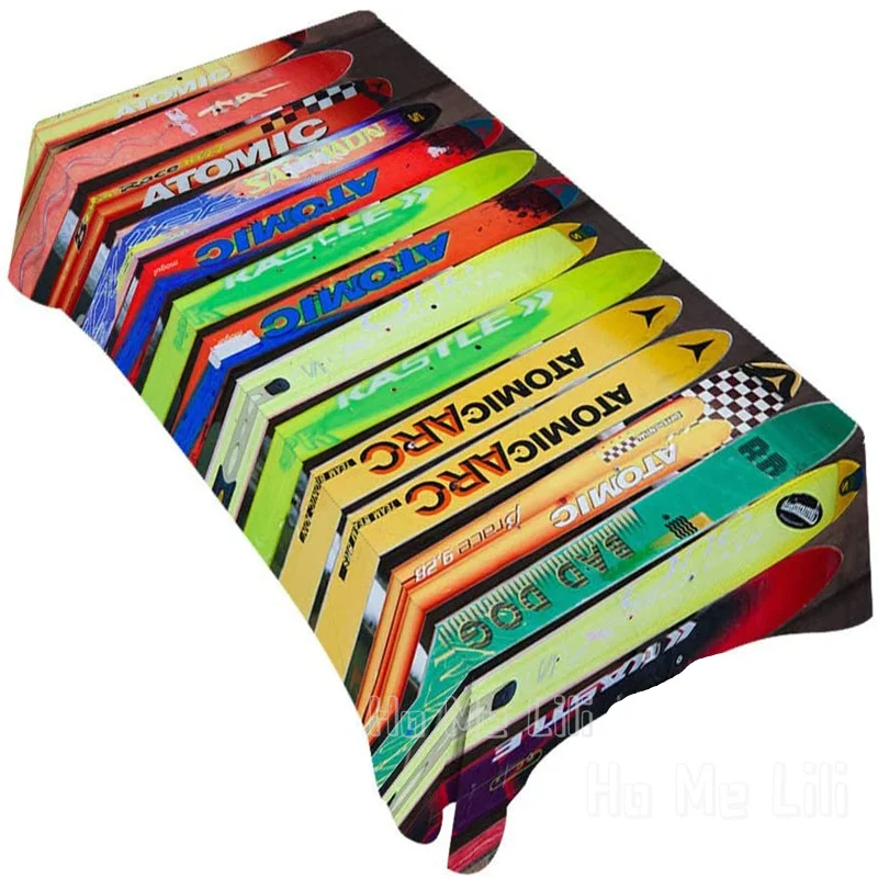 

Decorative Rectangle By Ho Me Lili Table Cloths Colorful Ski Board Snow Sport For Dining Bbq Picnic Coffee