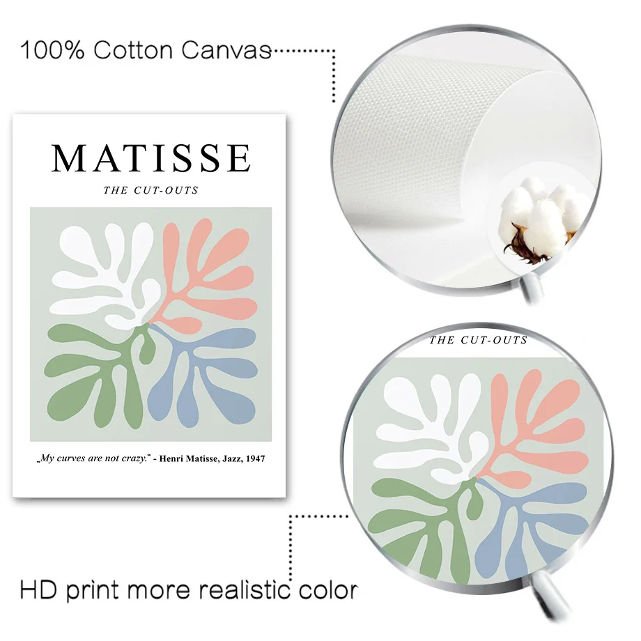 Абстрактная настенная живопись Матисса кораллового пастельного цвета