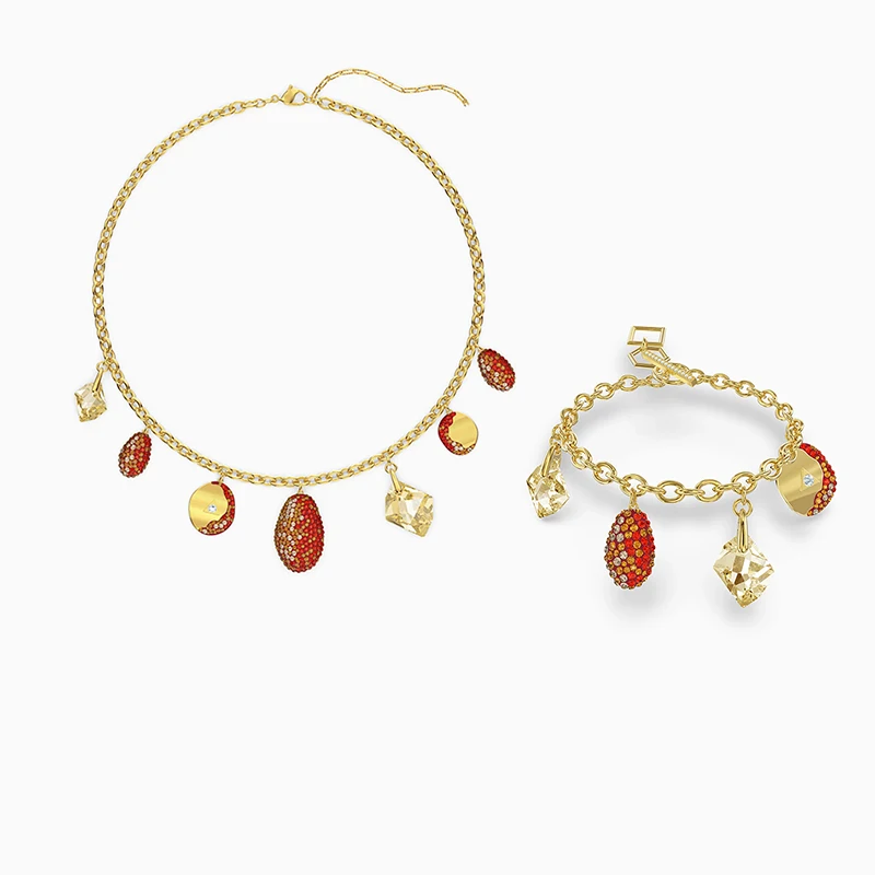 

2020 Fashion Jewelry SWA New Bohemia Glamorous Red Coins. Drop Shaped Decoration Female Necklace Romantic Jewelry Gift