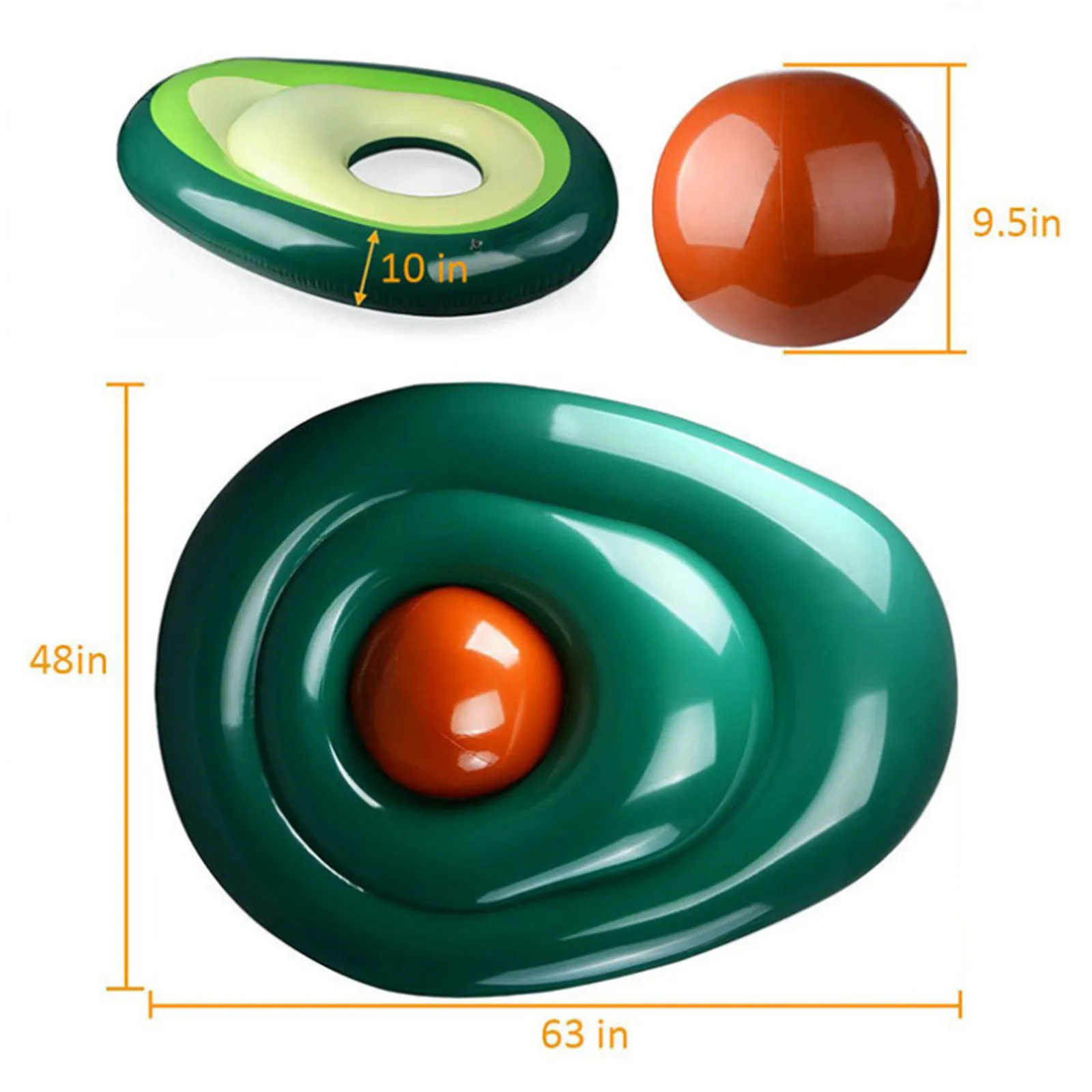 

Giant Outdoor Summer Water Sports Beach Party Fun Pool Float Swimming Kids Adults With Ball Lounger Ring Toy Inflatable Avocado