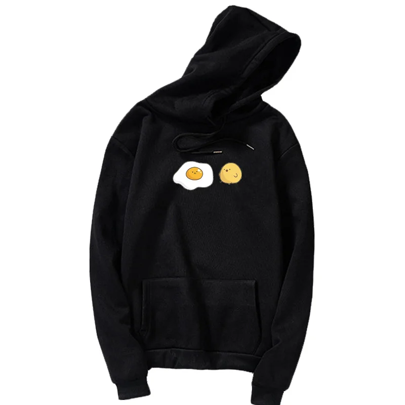 hoodies black 10 Мультяшка Гудетама Толстовка Harajuku Осень-зима длинный рукав плюс бархат Корейская одежда новые толстовки женские Kawaii Camiseta Muje - Цвет: hoodies black 10
