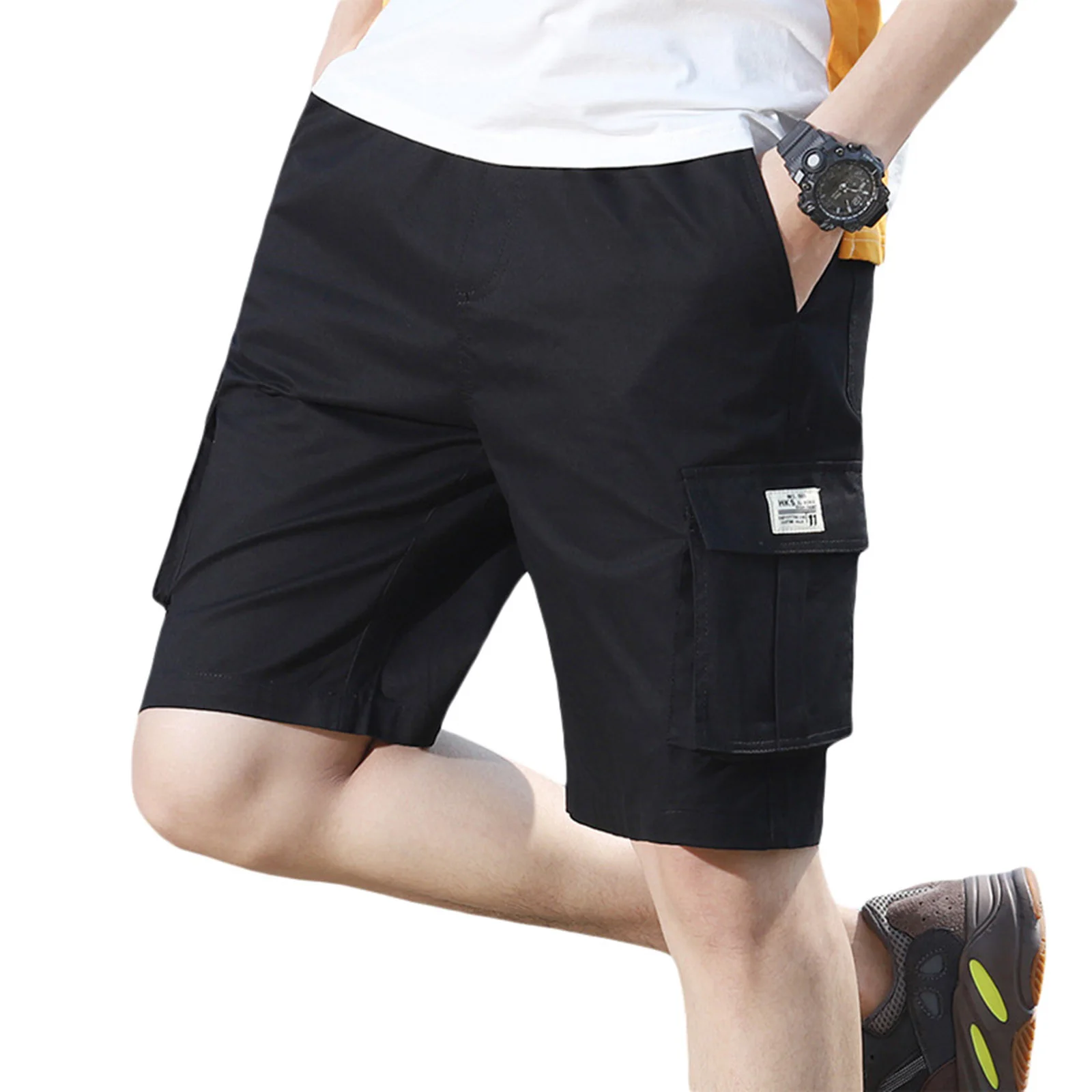 Мужские повседневные шорты с карманами мужские однотонные бриджи камуфляжным