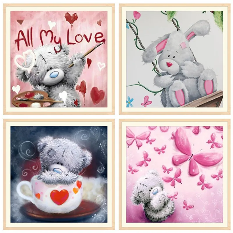 Милый медведь 5D Diy алмазная живопись Алмазная вышивка крестиком мультяшный